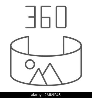 Panorama view thin line icon, panoramic and rotation, 360 degree sign, vector graphics, a linear pattern on a white background, eps 10. Stock Vector