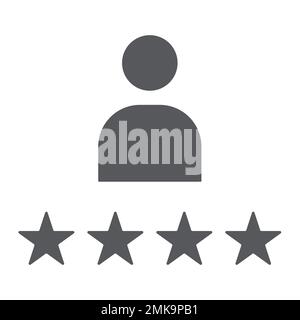 Satisfaction glyph icon, work and people, person and stars sign, vector graphics, a solid pattern on a white background, eps 10. Stock Vector