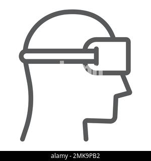 VR device line icon, gaming and virtual, vr headset sign, vector graphics, a linear pattern on a white background, eps 10. Stock Vector
