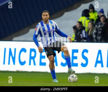 Sheffield, UK. 28th Jan, 2023. Akin Famewo #15 of Sheffield Wednesday during the Emirates FA Cup Fourth Round match Sheffield Wednesday vs Fleetwood Town at Hillsborough, Sheffield, United Kingdom, 28th January 2023 (Photo by Steve Flynn/News Images) in Sheffield, United Kingdom on 1/28/2023. (Photo by Steve Flynn/News Images/Sipa USA) Credit: Sipa USA/Alamy Live News Stock Photo