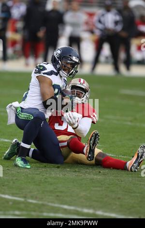 DJ Reed Jr of the San Francisco 49ers celebrates a play during the Niners  26-23 overtime win over the Seattle Seahawks Sunday, December 16, 2018 at  Levi's Stadium in Santa Clara, CA