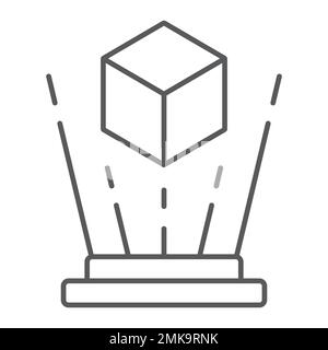 Holographic image thin line icon, rotation and view, hologram sign, vector graphics, a linear pattern on a white background, eps 10. Stock Vector