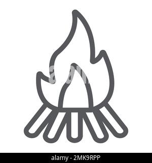 Campfire line icon, fire and burn, bonfire sign, vector graphics, a linear pattern on a white background, eps 10. Stock Vector