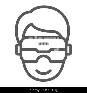 VR headset line icon, game and technology, virtual reality mask sign, vector graphics, a linear pattern on a white background, eps 10. Stock Vector