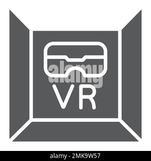 VR room glyph icon, gaming and technology, virtual reality space sign, vector graphics, a solid pattern on a white background, eps 10. Stock Vector