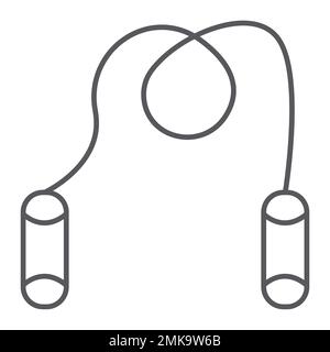 Jump rope linear icon. Thin line illustration. Skipping rope. Contour ...