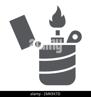 Lighter glyph icon, fire and burn, flame sign, vector graphics, a solid pattern on a white background, eps 10. Stock Vector