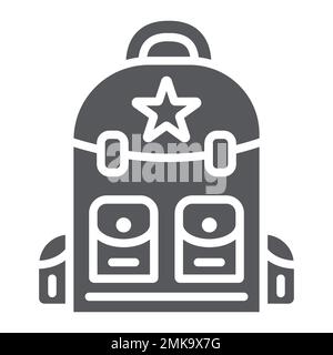Backpack glyph icon, camping and travel, bag sign, vector graphics, a solid pattern on a white background, eps 10. Stock Vector