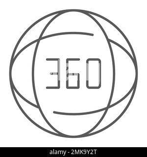 360 degree thin line icon, angle and view, rotate sign, vector graphics, a linear pattern on a white background, eps 10. Stock Vector