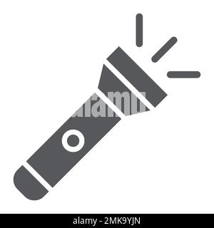 Flashlight glyph icon, light and lamp, torch sign, vector graphics, a solid pattern on a white background, eps 10. Stock Vector