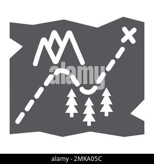 Map glyph icon, travel and navigation, paper map sign, vector graphics, a solid pattern on a white background, eps 10. Stock Vector