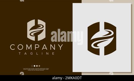 H coffee letter logo design. Minimalist H letter coffee logo template. Stock Vector