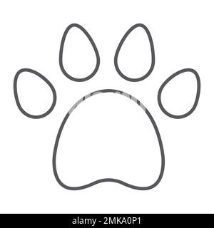 Animal footprint thin line icon, pet and trace, paw sign, vector graphics, a linear pattern on a white background, eps 10. Stock Vector