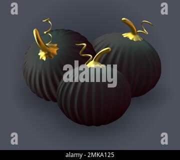Halloween or Thanksgiving realistic pumpkin set isolated on white background. Ripe 3d October party pumpkins vector collection Stock Vector