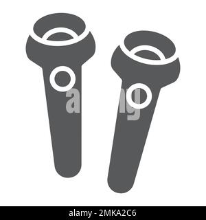 VR controller glyph icon, gaming and play, joystick sign, vector graphics, a solid pattern on a white background, eps 10. Stock Vector