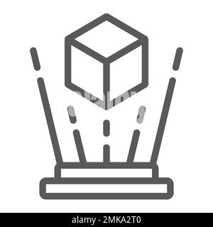 Holographic image line icon, rotation and view, hologram sign, vector graphics, a linear pattern on a white background, eps 10. Stock Vector