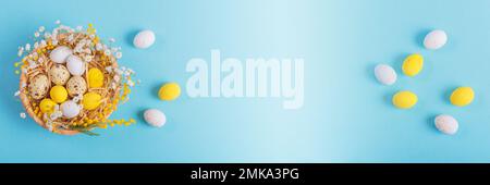 Easter candy chocolate eggs and almond sweets Stock Photo