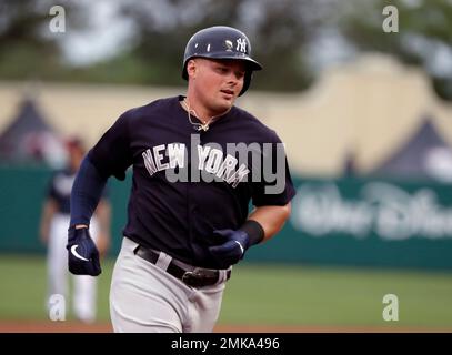 New York Yankees' Luke Voit (right) celebrates with team mate Gary Sanchez  during the MLB London Series Match at The London Stadium Stock Photo - Alamy