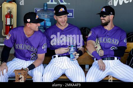 Colorado Rockies first baseman C.J. Cron (25) in the first inning of a  baseball game Wednesday, July 27, 2022, in Denver. (AP Photo/David  Zalubowski Stock Photo - Alamy