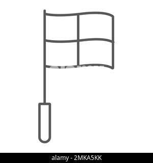 Referee flag thin line icon, soccer and sport, football flag sign, vector graphics, a linear pattern on a white background, eps 10. Stock Vector