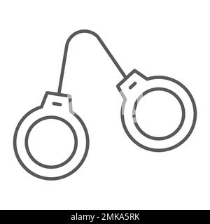 Handcuffs thin line icon, justice and law, chain sign, vector graphics, a linear pattern on a white background, eps 10. Stock Vector