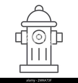 Fire hydrant thin line icon, equipment and protection, extinguish sign, vector graphics, a linear pattern on a white background, eps 10. Stock Vector