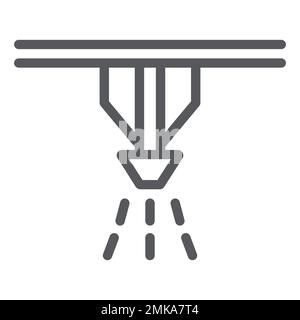 Fire sprinkler system line icon, protection and fire, fire detector sign, vector graphics, a linear pattern on a white background, eps 10. Stock Vector