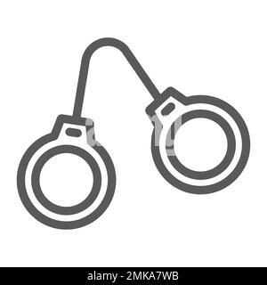 Handcuffs line icon, justice and law, chain sign, vector graphics, a linear pattern on a white background, eps 10. Stock Vector