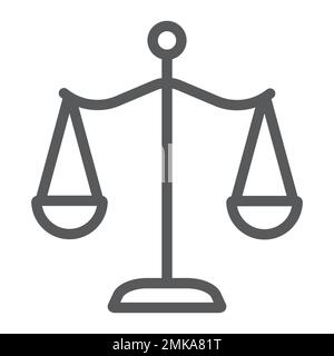 Law scales line icon, justice and law, balance sign, vector graphics, a linear pattern on a white background, eps 10. Stock Vector