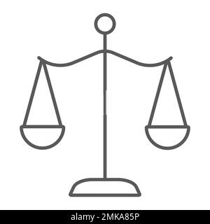 Law scales thin line icon, justice and law, balance sign, vector graphics, a linear pattern on a white background, eps 10. Stock Vector