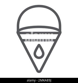 Fire bucket line icon, fireman and equipment, triangle pail sign, vector graphics, a linear pattern on a white background, eps 10. Stock Vector