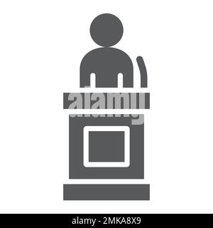 Witness glyph icon, justice and law, defendant sign, vector graphics, a solid pattern on a white background, eps 10. Stock Vector