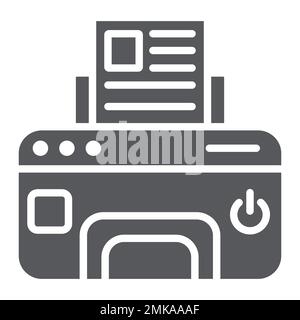 Printer glyph icon, device and print, fax sign, vector graphics, a solid pattern on a white background, eps 10. Stock Vector
