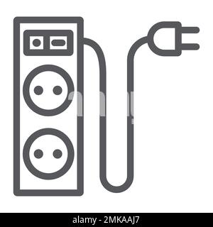 Electric extension line icon, energy and plug, socket sign, vector graphics, a linear pattern on a white background, eps 10. Stock Vector