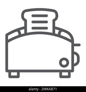 Toaster line icon, kitchen and cooking, utensil sign, vector graphics, a linear pattern on a white background, eps 10. Stock Vector