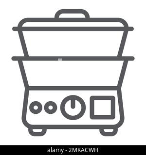 Double boiler line icon, kitchen and appliances, cooker sign, vector graphics, a linear pattern on a white background, eps 10. Stock Vector