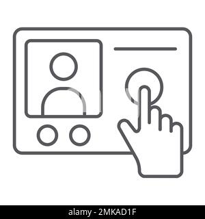 Intercom telephone thin line icon, communication and electronic, phone sign, vector graphics, a linear pattern on a white background, eps 10. Stock Vector