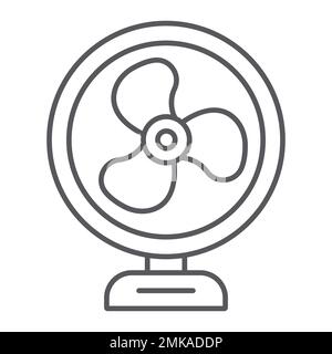 Table fan thin line icon, propeller and electric, air cooler sign, vector graphics, a linear pattern on a white background, eps 10. Stock Vector