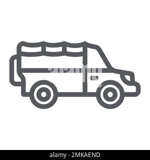 Safari car line icon, transportation and auto, suv sign, vector graphics, a linear pattern on a white background, eps 10. Stock Vector