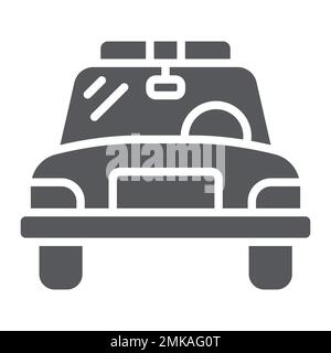 Police car glyph icon, vehicle and automobile, sheriff car sign, vector graphics, a solid pattern on a white background, eps 10. Stock Vector