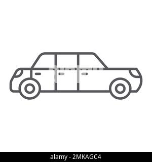 Limousine thin line icon, luxury and automobile, limo sign, vector graphics, a linear pattern on a white background, eps 10. Stock Vector