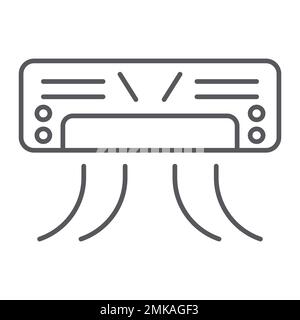 Air conditioner thin line icon, appliance and climate, cooler sign, vector graphics, a linear pattern on a white background, eps 10. Stock Vector
