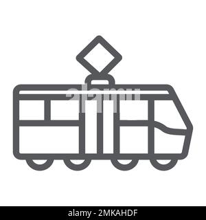 Tram line icon, transportation and railway, city tram sign, vector graphics, a linear pattern on a white background, eps 10. Stock Vector