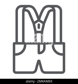 Suspenders with pants line icon, clothes and accessory, jumpsuit sign, vector graphics, a linear pattern on a white background, eps 10. Stock Vector
