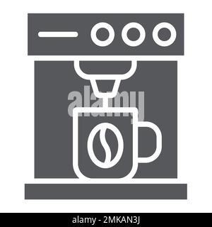 Coffee machine glyph icon, coffee and appliance, coffee maker sign, vector graphics, a solid pattern on a white background, eps 10. Stock Vector
