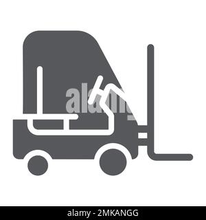 Forklift truck glyph icon, transportation and lift, loader sign, vector graphics, a solid pattern on a white background, eps 10. Stock Vector