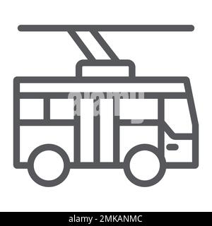 Trolleybus line icon, transportation and public, city traffic sign, vector graphics, a linear pattern on a white background, eps 10. Stock Vector