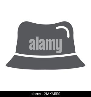 Panama hat glyph icon, clothes and accessory, cap sign, vector graphics, a solid pattern on a white background, eps 10. Stock Vector
