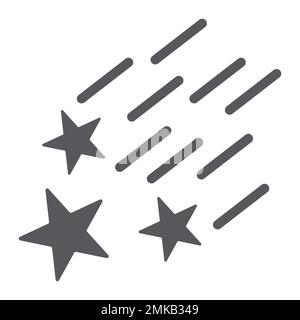 Falling stars glyph icon, night and forecast, shooting stars sign, vector graphics, a solid pattern on a white background, eps 10. Stock Vector