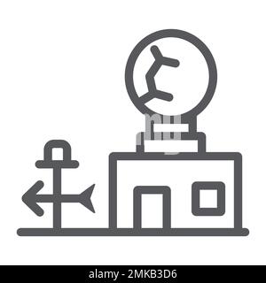 Weather station line icon, anemometer and forecast, meteorogical station sign, vector graphics, a linear pattern on a white background, eps 10. Stock Vector